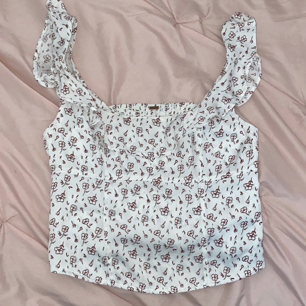 Free People Floral Cropped Bustier Top